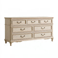 Commode 180 cm en bois beige à 7 tiroirs style classique