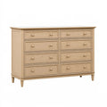 Commode 140 x 45 x 100 cm en bois beige à 8 tiroirs style classique