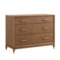 Commode 120 x 45 x 95 cm en bois marron noyer à 3 tiroirs style contemporain