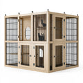 Cage pour chat 120 x 60 x 120 cm en bois naturel et métal à 2 niveaux avec portes