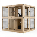 Enclos pour chat 120 x 60 x 120 cm en bois et métal naturel noir à deux niveaux
