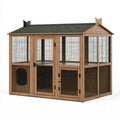Enclos extérieur pour chat 180 x 100 x 180 cm bois brun avec grillage et toit couvert