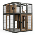 Enclos pour chat 180 x 90 x 180 cm en métal et bois noir/marron avec niveaux