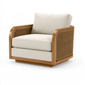 Fauteuil 80 cm en bois beige avec corde tressée style contemporain